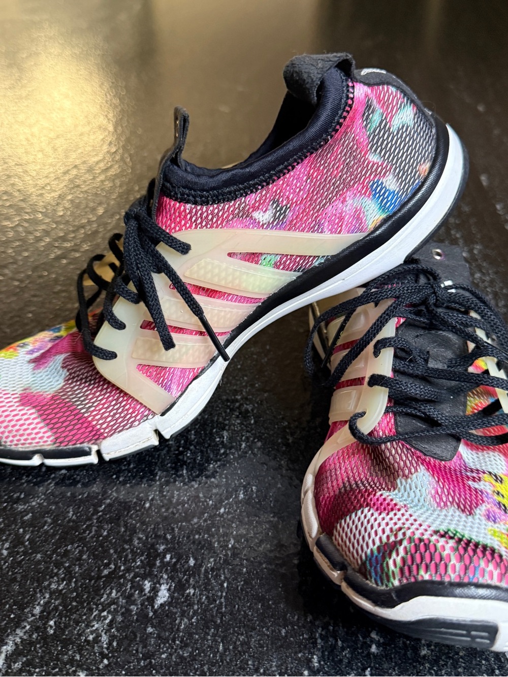Women's Adidas Floral Knit Athletic Sneakers - Pink